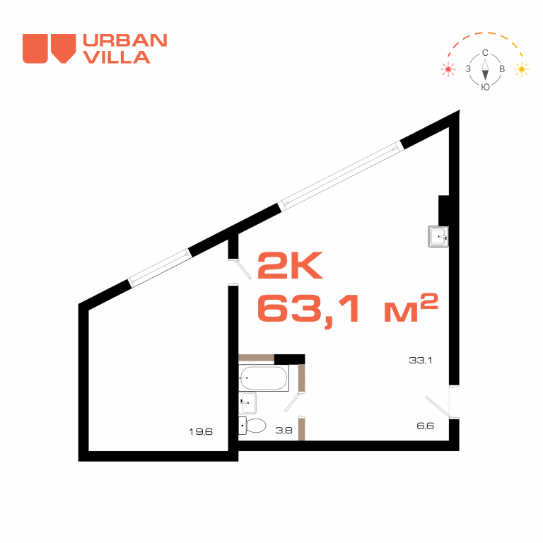 ЖК Урбан Вилла (Urban Villa), 4-комн кв 76,8 м2, за 13 777 920 ₽, 2 этаж